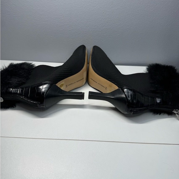 Adrienne vittadine nano Elegant Black Fur-Trimmed Women's Boots size 8M - Picture 4 of 6